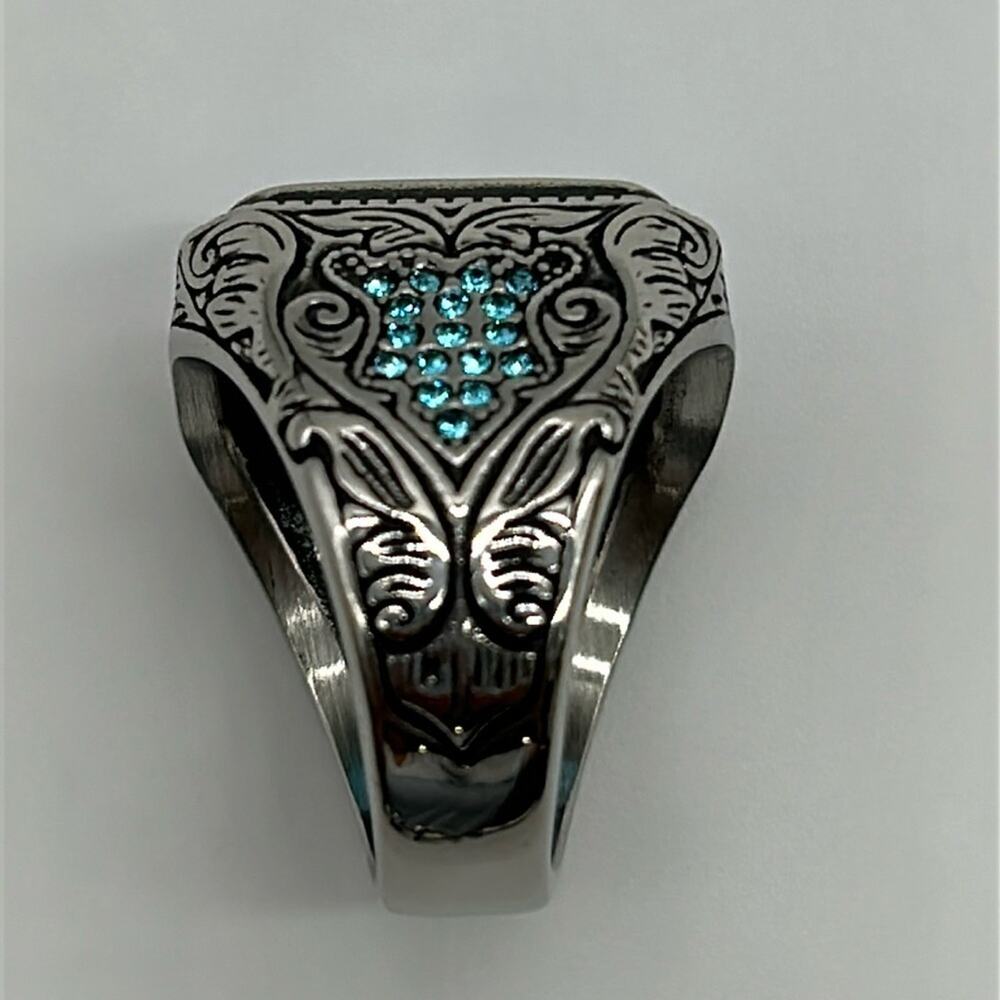 Royal Blue Cubic Zirconia Handmade Men's Ring Size 12 NWT - Picture 6 of 8